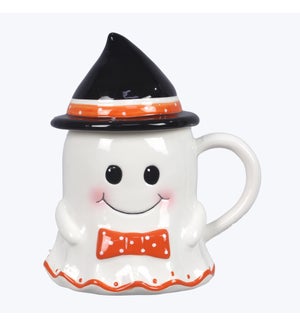 Ceramic Halloween Ghost Mug with Witch Hat Lid
