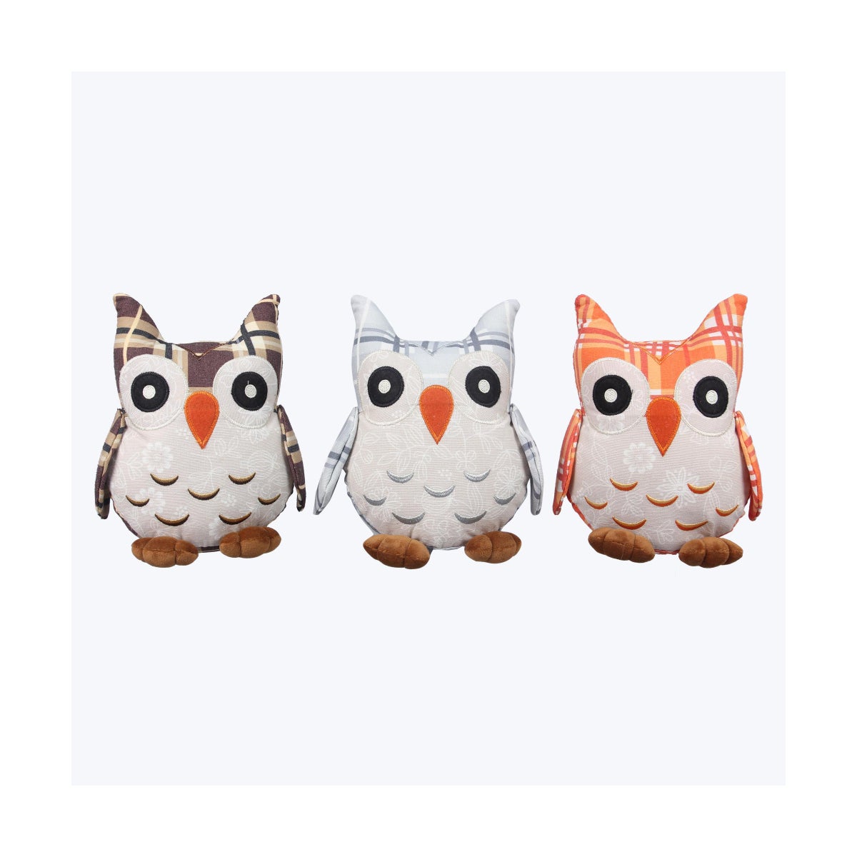 Fabric Fall Tradition Tabletop Owls 3 Ast