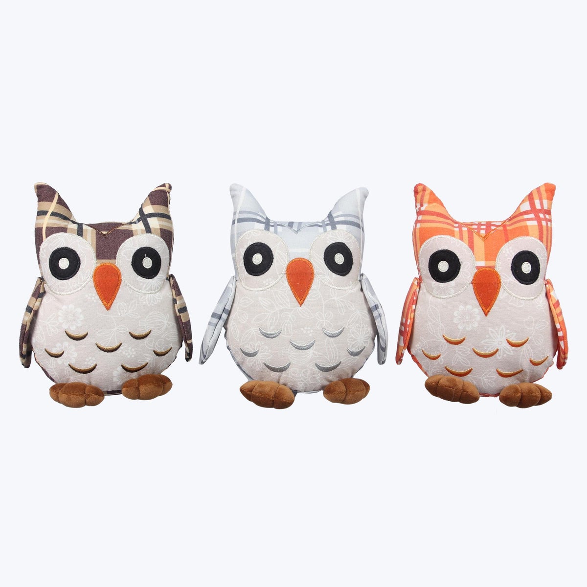 Fabric Fall Tradition Tabletop Owls 3 Ast