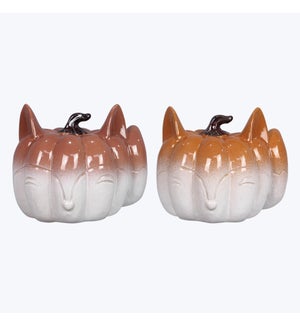 Ceramic Cozy Woodland Fox Pumpkins, 2 Ast.