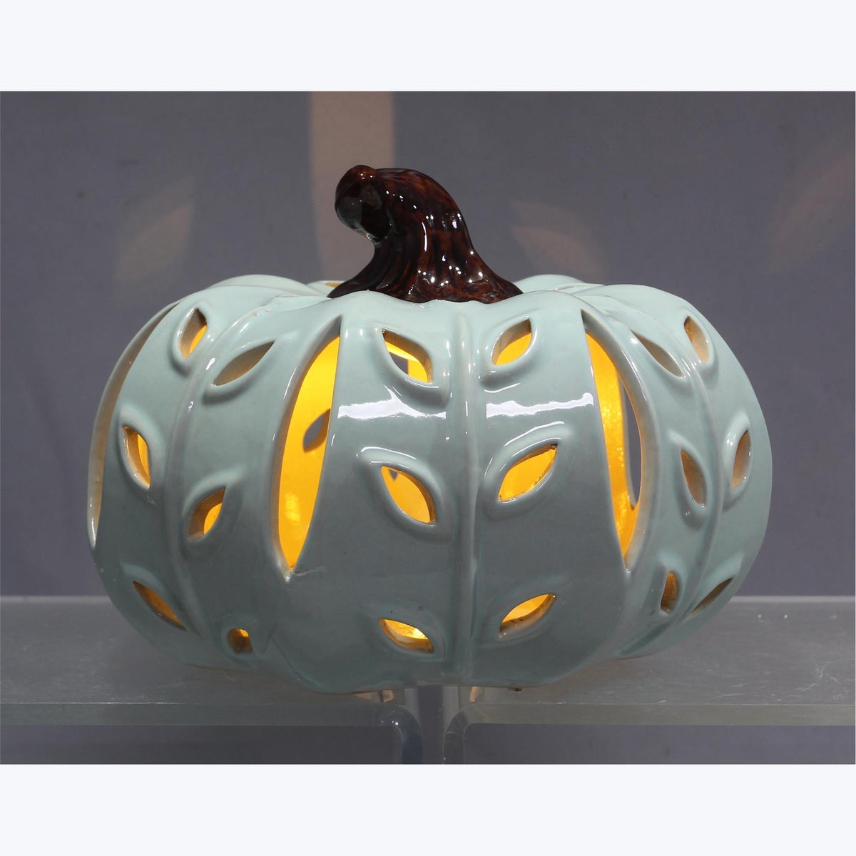 Ceramic Autumn Market Pumpkin with LED