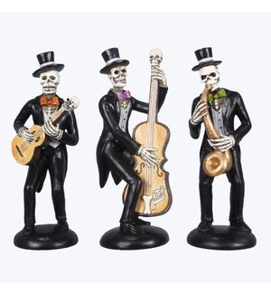 Resin Halloween Tabletop Skeleton Jazz Band, 3 Ast