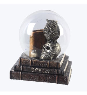 Resin Halloween Tabletop Owl on Skull Water Globe