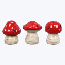 Ceramic Cottage Core Mushroom with LED, 3 Ast