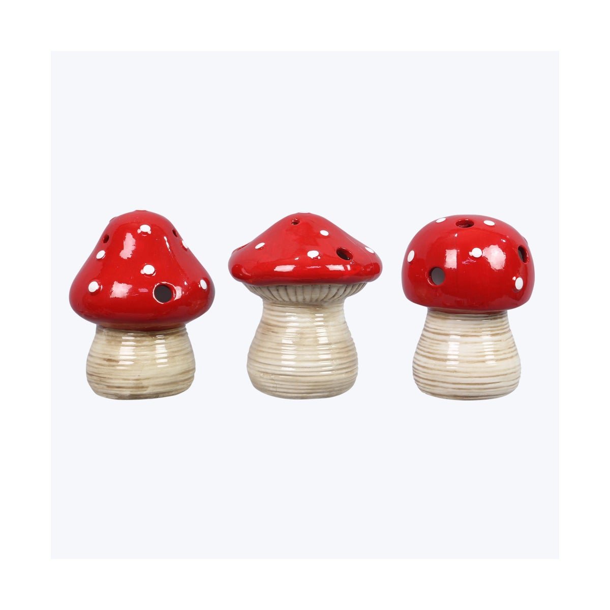 Ceramic Cottage Core Mushroom with LED, 3 Ast