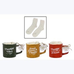 Ceramic Traditional Fall Mug & Socks GiftSet 3 Ast