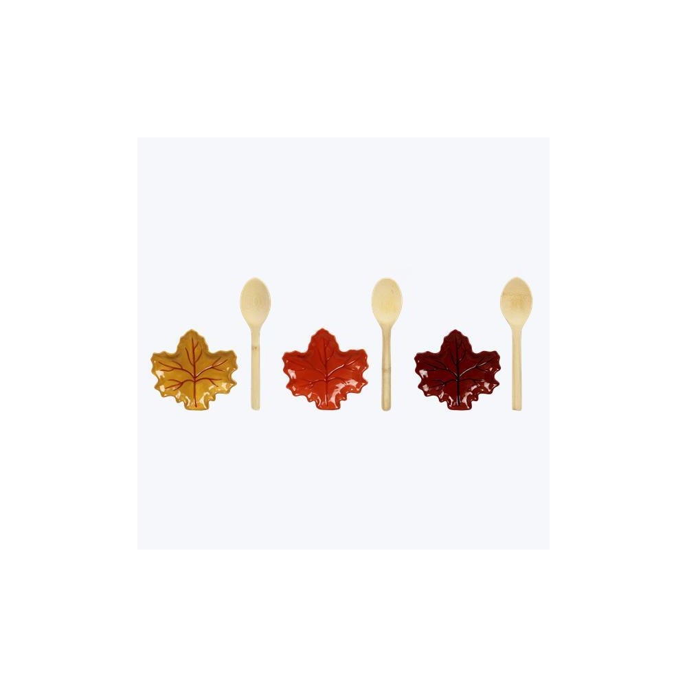 Ceramic Traditional Fall Spoon Rest and Oven Mitt Gift Set 3 Ast