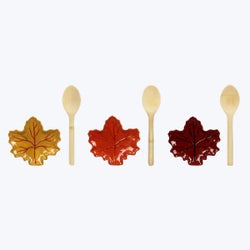 Ceramic Traditional Fall Spoon Rest and Oven Mitt Gift Set 3 Ast