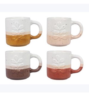 Ceramic Autumn Boho Color Dipped Mug 4 Ast