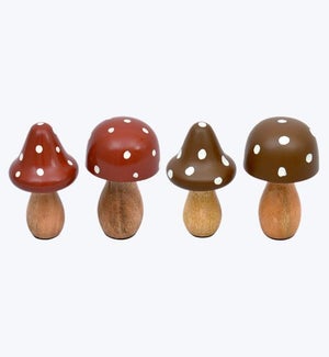 Mango Wood Cottage Core Mushroom 4 Ast