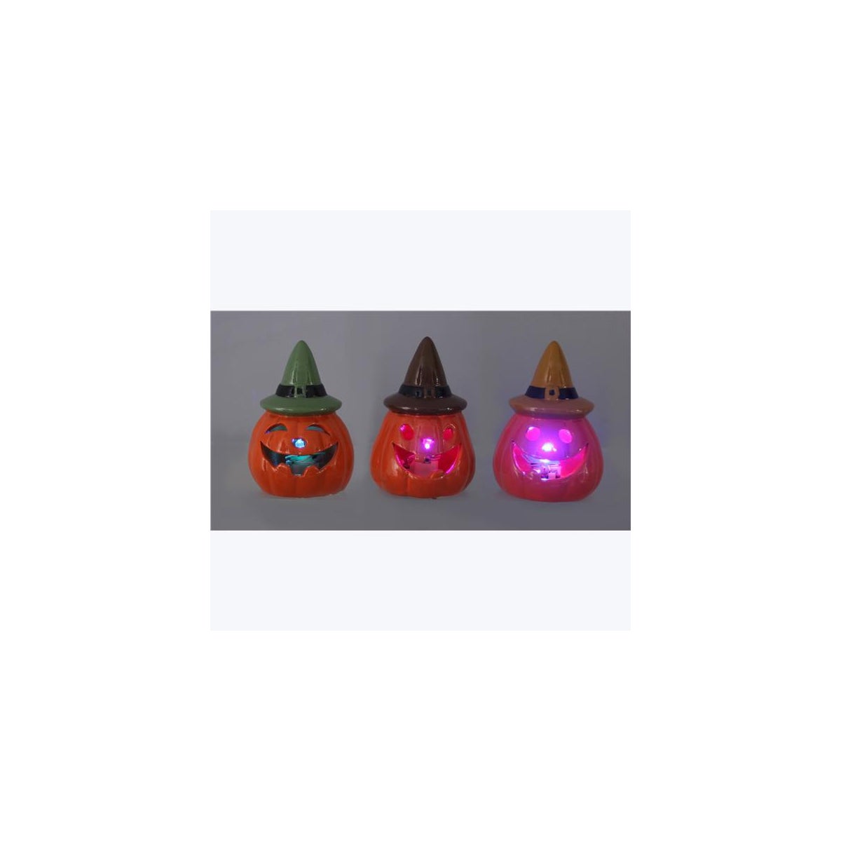 Ceramic Pumpkin Lantern LED 3 Ast