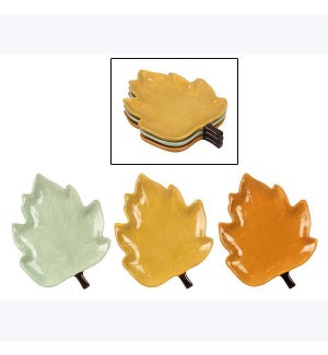 Ceramic Leaf Plate 3 Ast