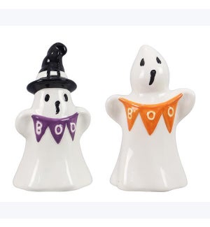 Ceramic Monster Mash Ghost Figurines 2 Ast