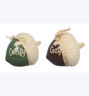 Ceramic Acorn Decor 2 Ast