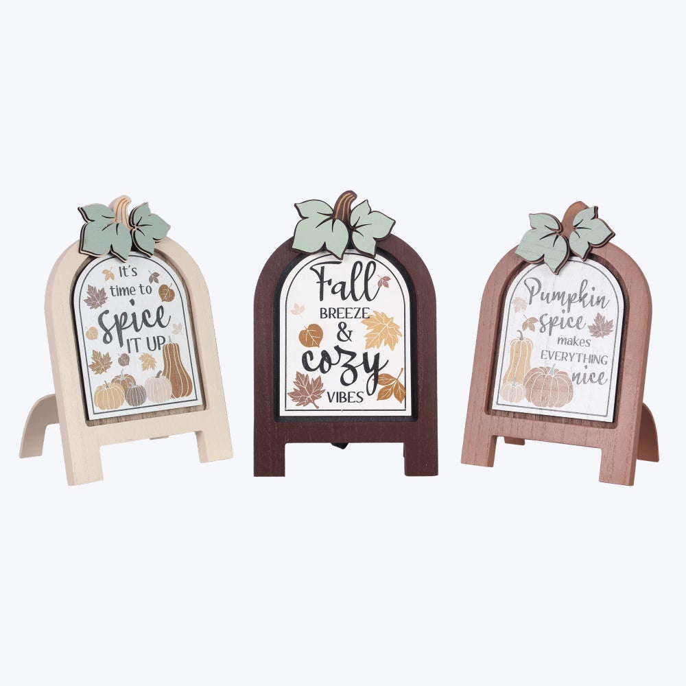 Wood Fall Tabletop Easel Sign 3 Ast