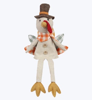 Fabric Shelf Sitting Turkey with Long Dangly Legs