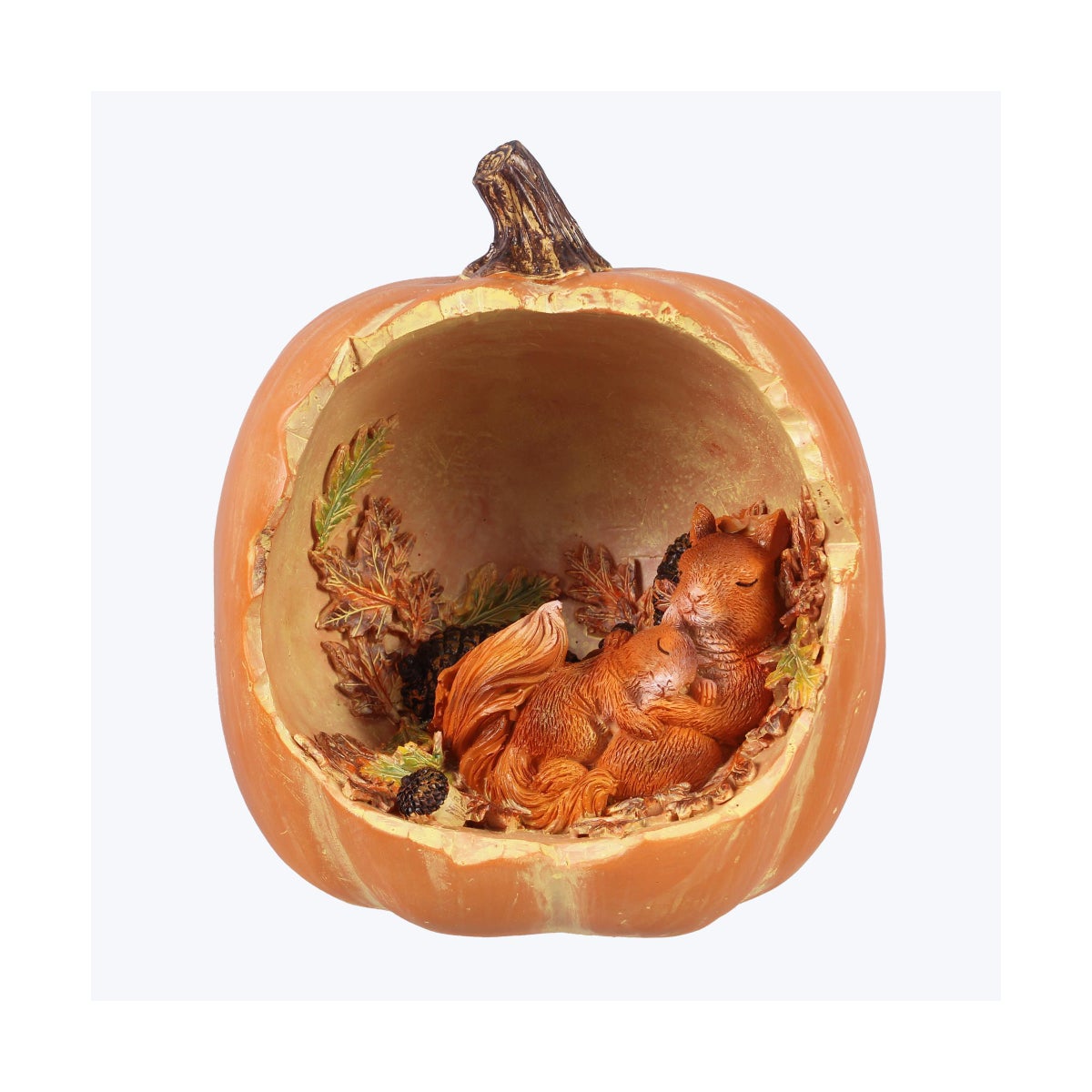 Resin Squirrel in Pumpkin House