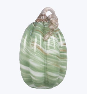 Glass Tabletop Green Swirl Pumpkin