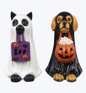 Resin Dog in Halloween Costume Tabletop Decor 2 Ast