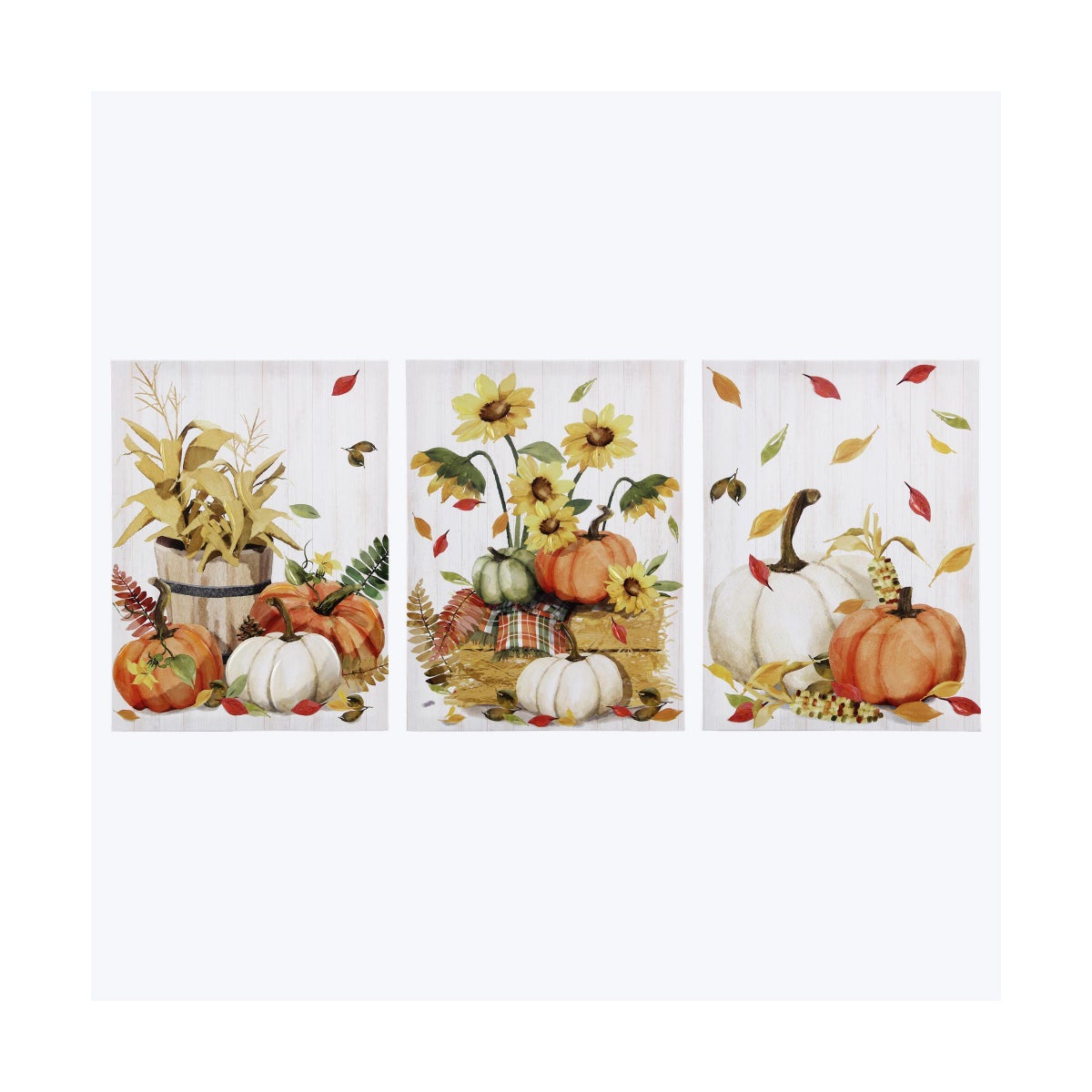 Canvas With Hand Painting Fall Wall Art 3 Ast