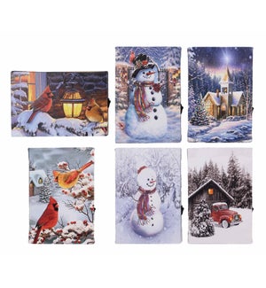 Canvas Christmas Mini LED Signs with Timer ,6 Assorted