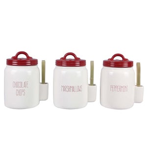 Ceramic Hot Cocoa Bar Canister set of 3 with Wooden Tong