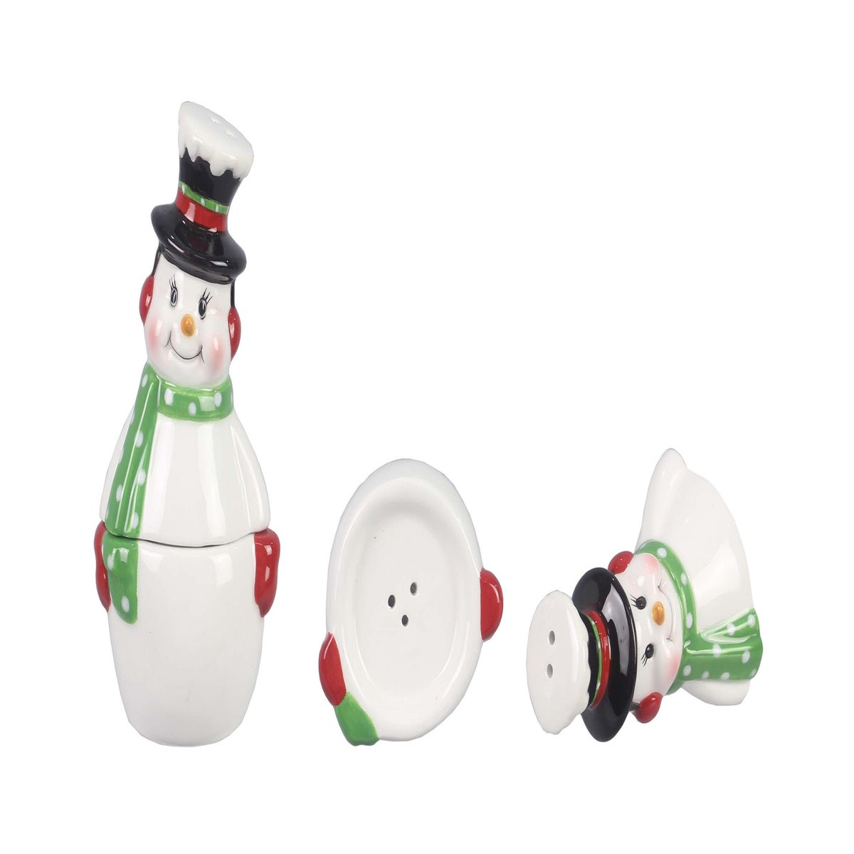 Ceramic Snowman Stacking Salt and Pepper Set of 2