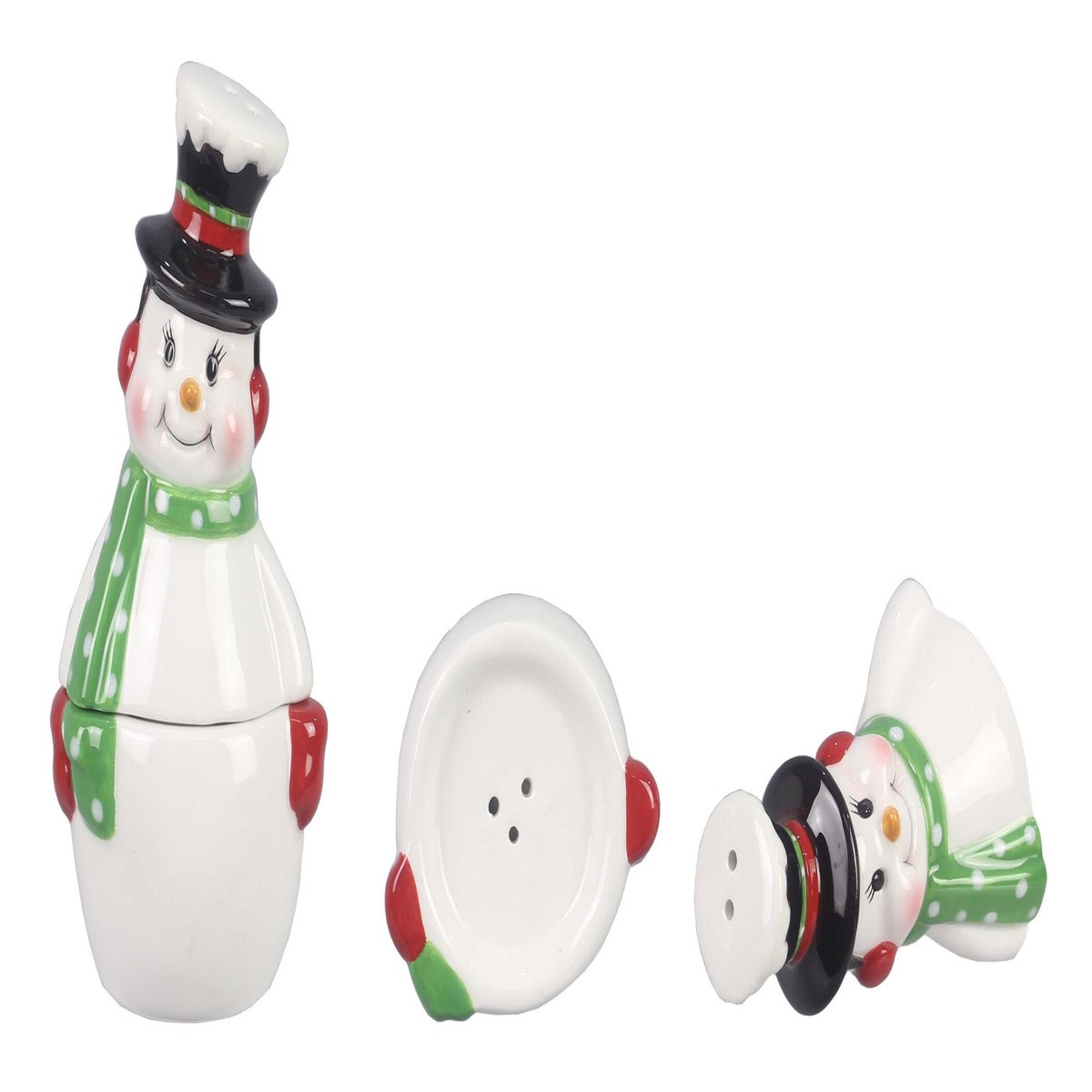 Ceramic Snowman Stacking Salt and Pepper Set of 2
