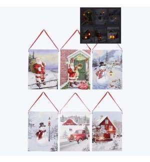 Christmas Santa Light Up Canvas with Timer, 6 Ast