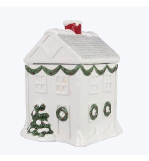 Ceramic Christmas House Treat Jar