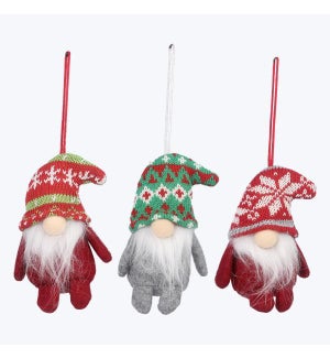 Fabric Christmas Gnome Ornament 3 Assorted