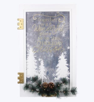 Wood Painted Door of Christmas Winter Scene