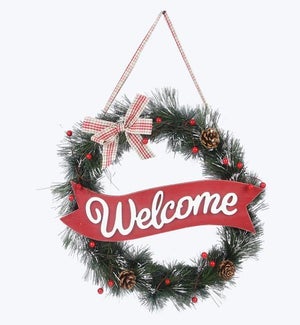Christmas Wreath Welcome Sign