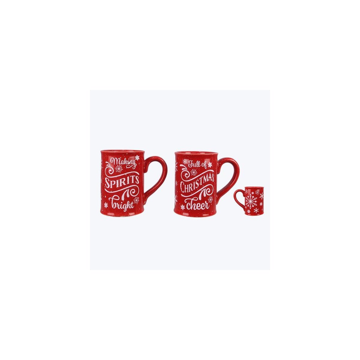 Ceramic Farmhouse Christmas Red Mug, 2 Assorted