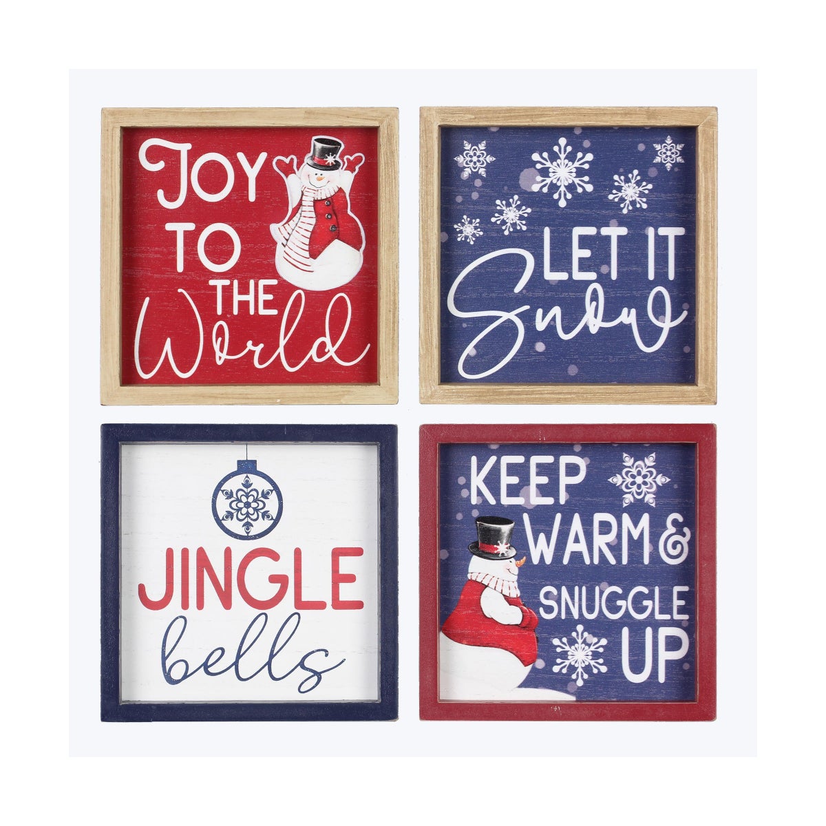 Wood Framed Tabletop Square Sign 4 Ast
