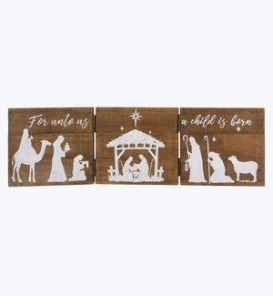 Wood Nativity Tabletop Trifold Sign