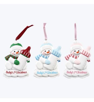 Resin Ornaments Snow Baby, 3 Ast.