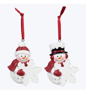 Resin Christmas Ornaments - Snowman, 2 Ast.