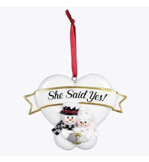Resin Ornaments -Snow People ''She Said Yes''