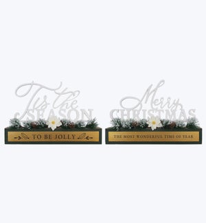 Wood Wintergreen Tabletop Word Signs 2 Ast