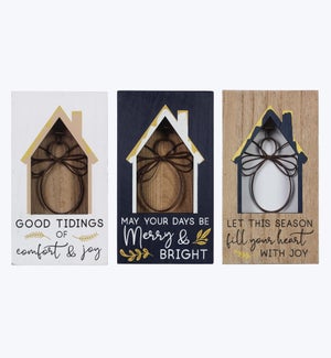 Wood Winter Solstice Angel Shadow Box Signs 3 Ast