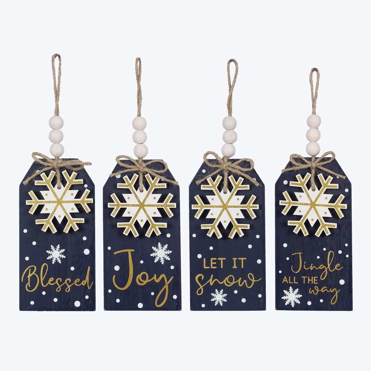 Wood Winter Solstice Gift Tag Wall Signs, 4 Assorted