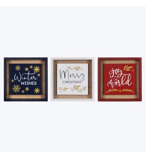 Wood Framed Winter Solstice Tabletop/Wall Signs, 3 Assorted
