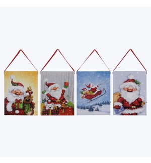 Christmas Santa Light Up Canvas Sign with Timer, 4 ast