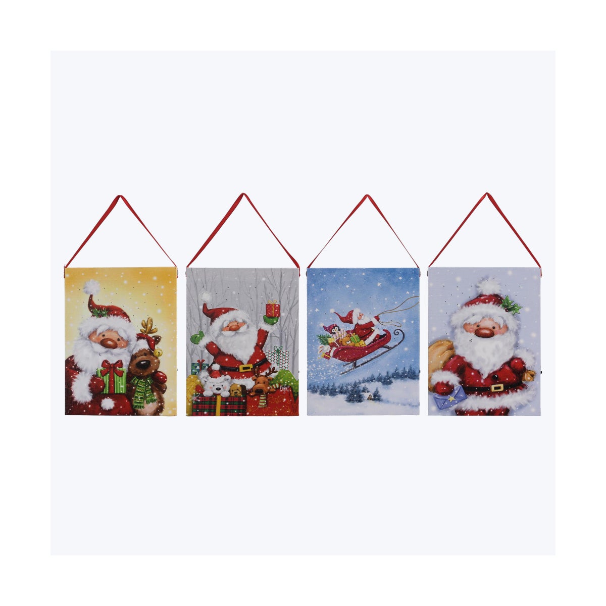 Christmas Santa Light Up Canvas Sign with Timer, 4 ast