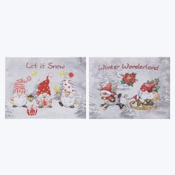 Christmas Santa Light Up Canvas Sign with Timer, 2 Ast