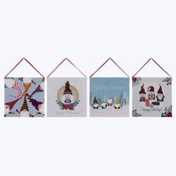 Christmas Santa Light Up Canvas Sign with Timer 4 Ast