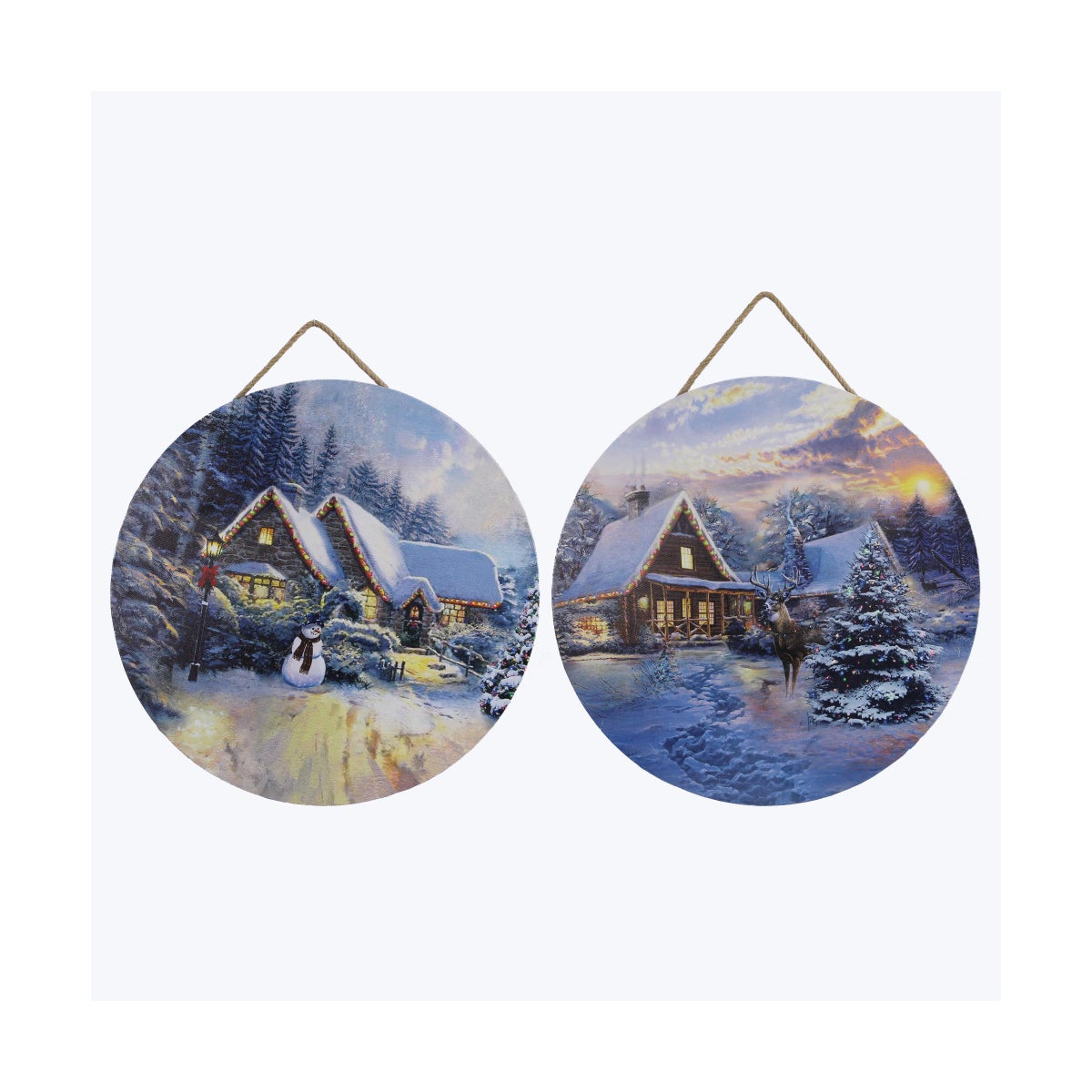 Canvas Winter Light Up Wall Art with Timer, 2 Assorted