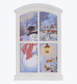 Wood Framed Canvas Window with LED Light/Timer