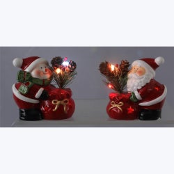 Ceramic Snowman and Santa LED Tabletop Decor, 2 Assorted